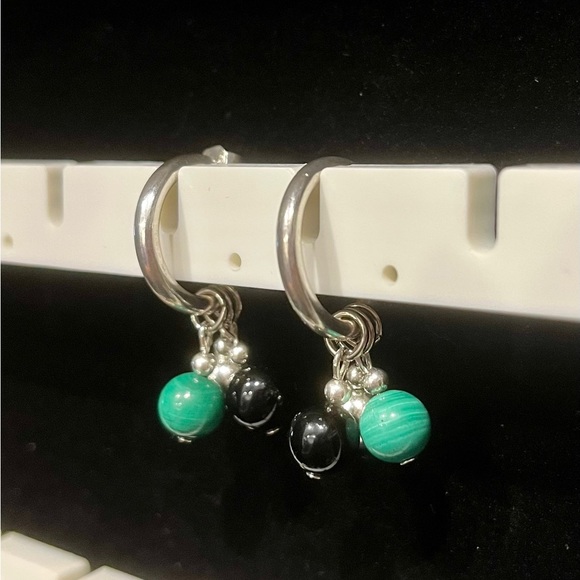 Vintage 925 Sterling Silver Hoop Earrings - Picture 5 of 5